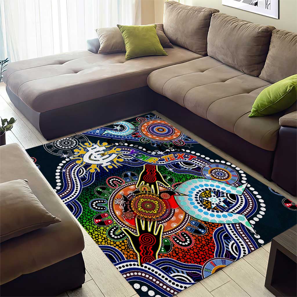 Custom NAIDOC Week 2024 Carlton Blues Area Rug Australia Aboriginal Dot Painting - Vibe Hoodie Shop