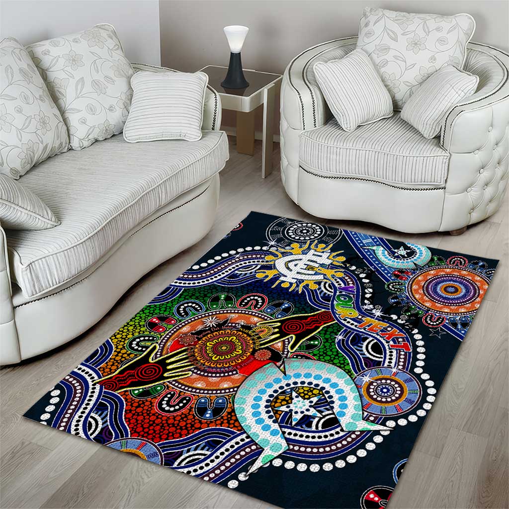 Custom NAIDOC Week 2024 Carlton Blues Area Rug Australia Aboriginal Dot Painting - Vibe Hoodie Shop