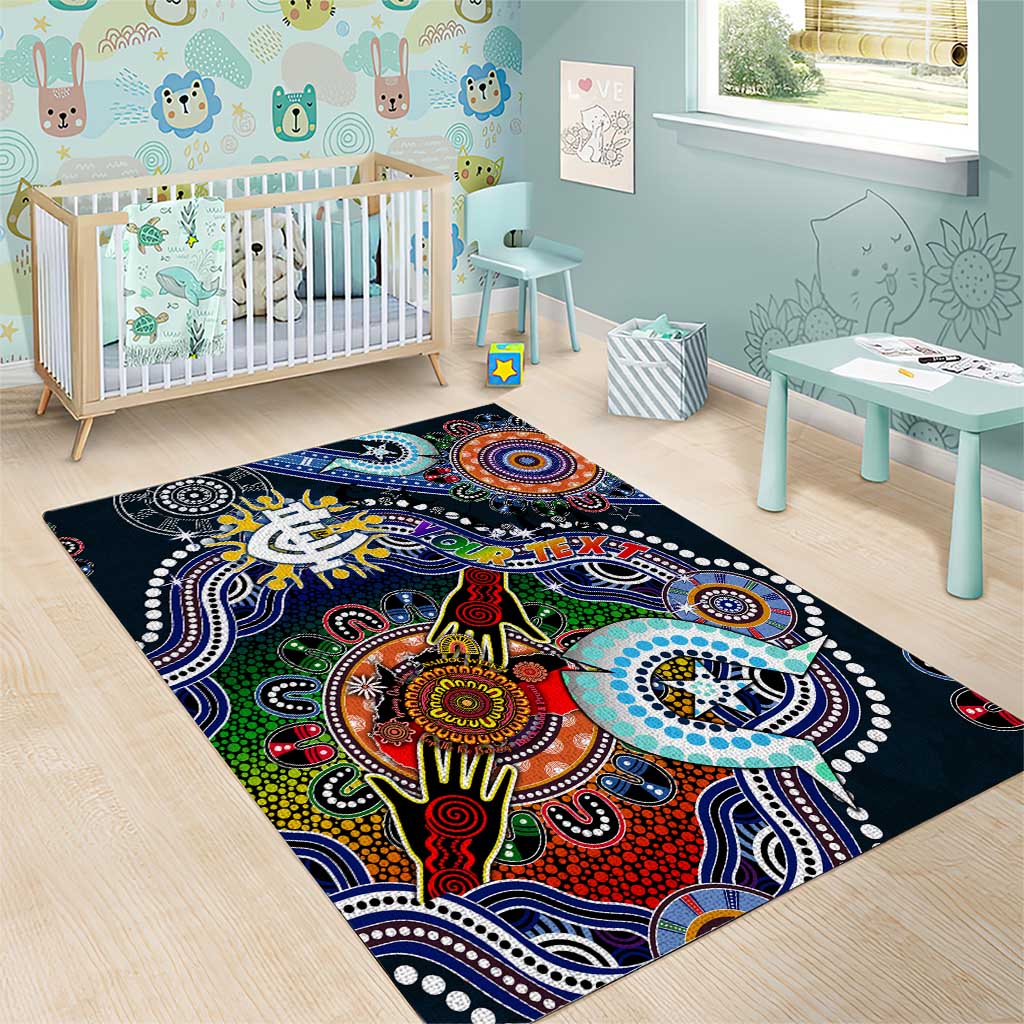 Custom NAIDOC Week 2024 Carlton Blues Area Rug Australia Aboriginal Dot Painting - Vibe Hoodie Shop