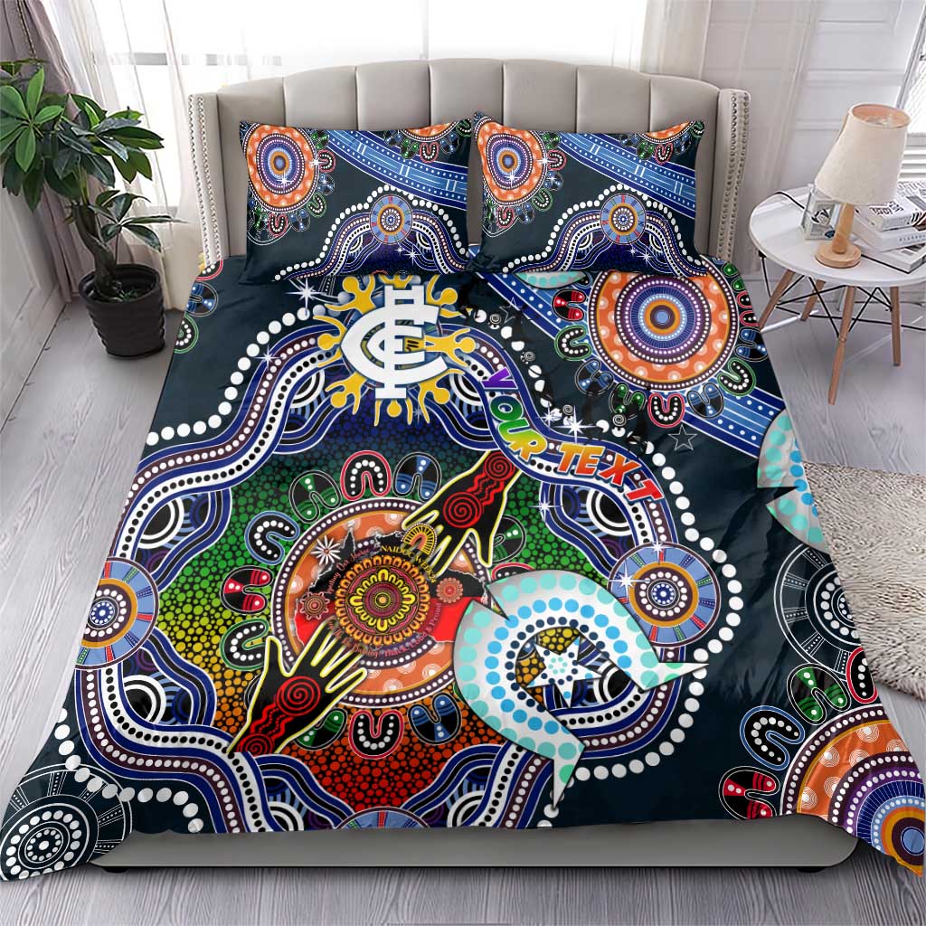 Custom NAIDOC Week 2024 Carlton Blues Bedding Set Australia Aboriginal Dot Painting - Vibe Hoodie Shop