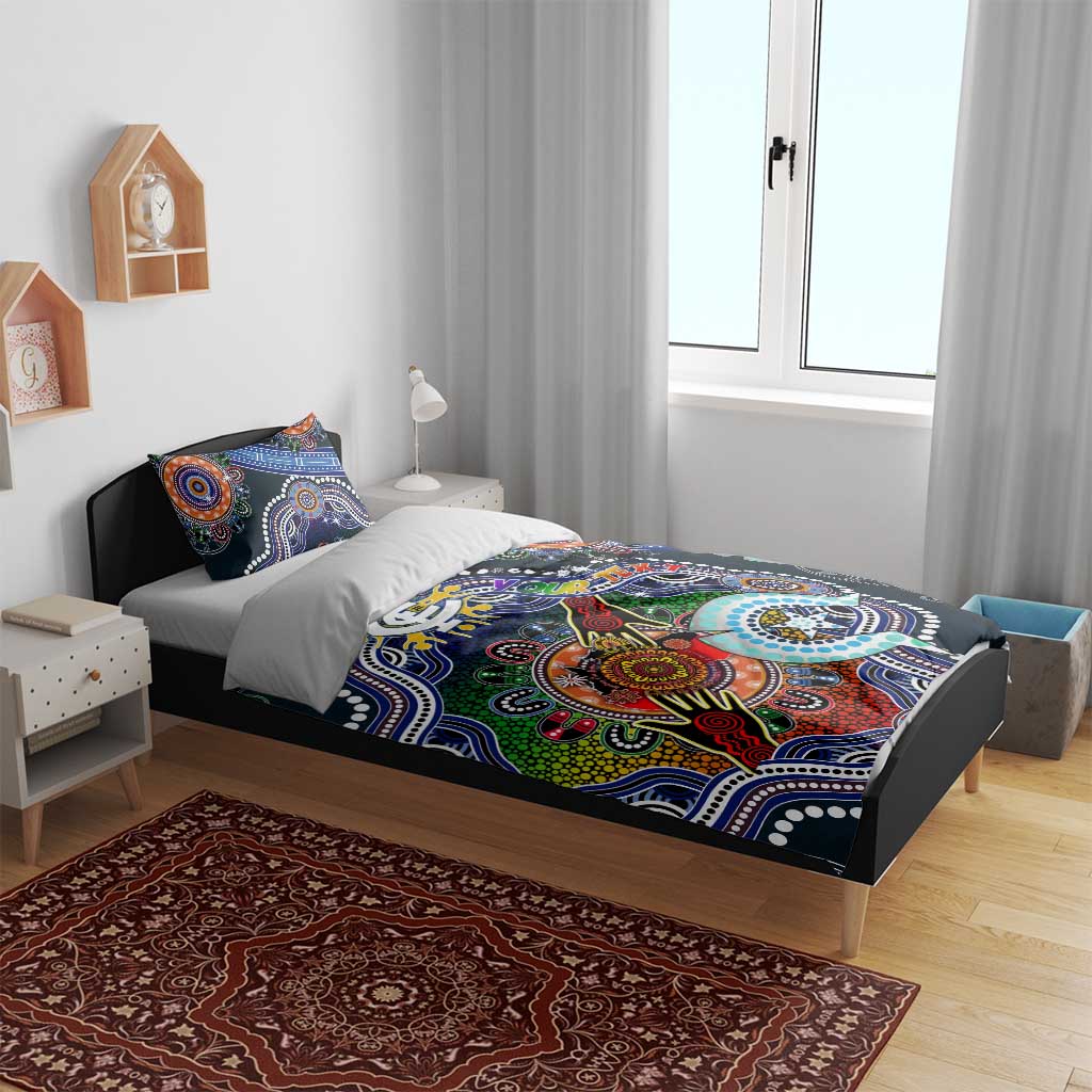 Custom NAIDOC Week 2024 Carlton Blues Bedding Set Australia Aboriginal Dot Painting - Vibe Hoodie Shop