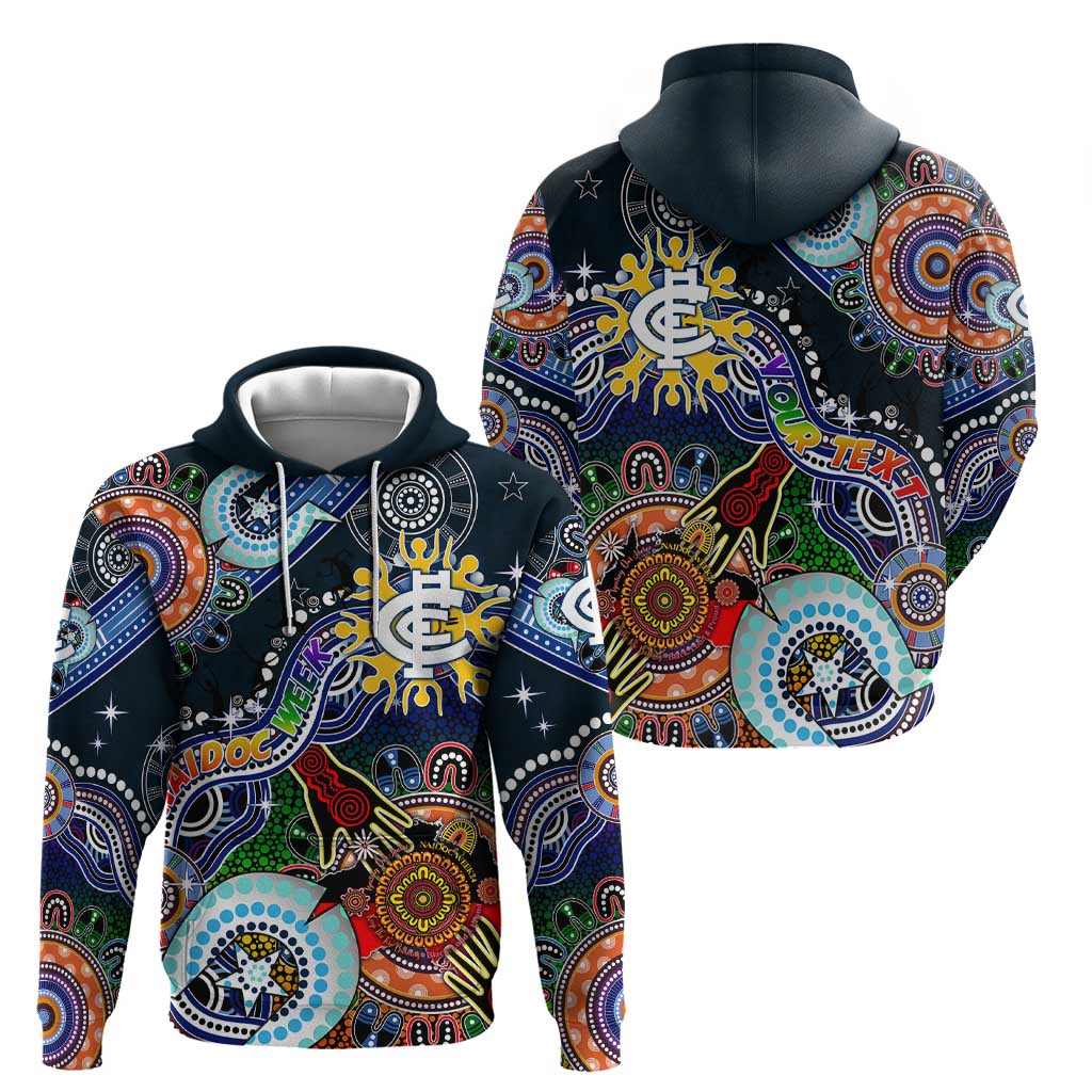 Custom NAIDOC Week 2024 Carlton Blues Hoodie Australia Aboriginal Dot Painting - Vibe Hoodie Shop