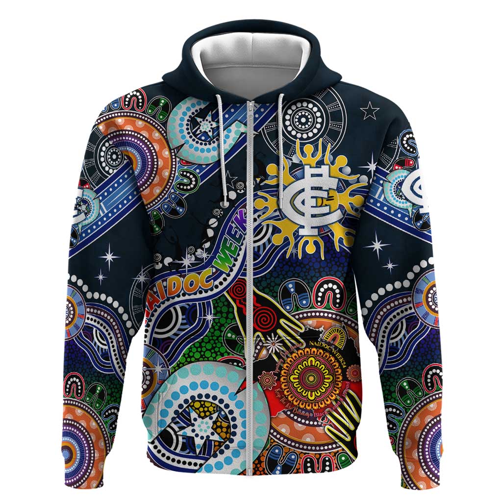 Custom NAIDOC Week 2024 Carlton Blues Hoodie Australia Aboriginal Dot Painting - Vibe Hoodie Shop