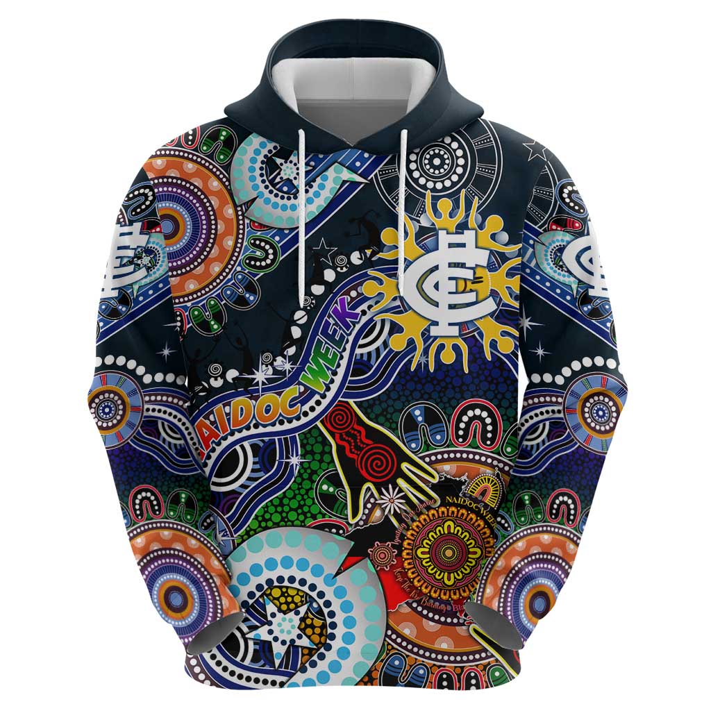 Custom NAIDOC Week 2024 Carlton Blues Hoodie Australia Aboriginal Dot Painting - Vibe Hoodie Shop