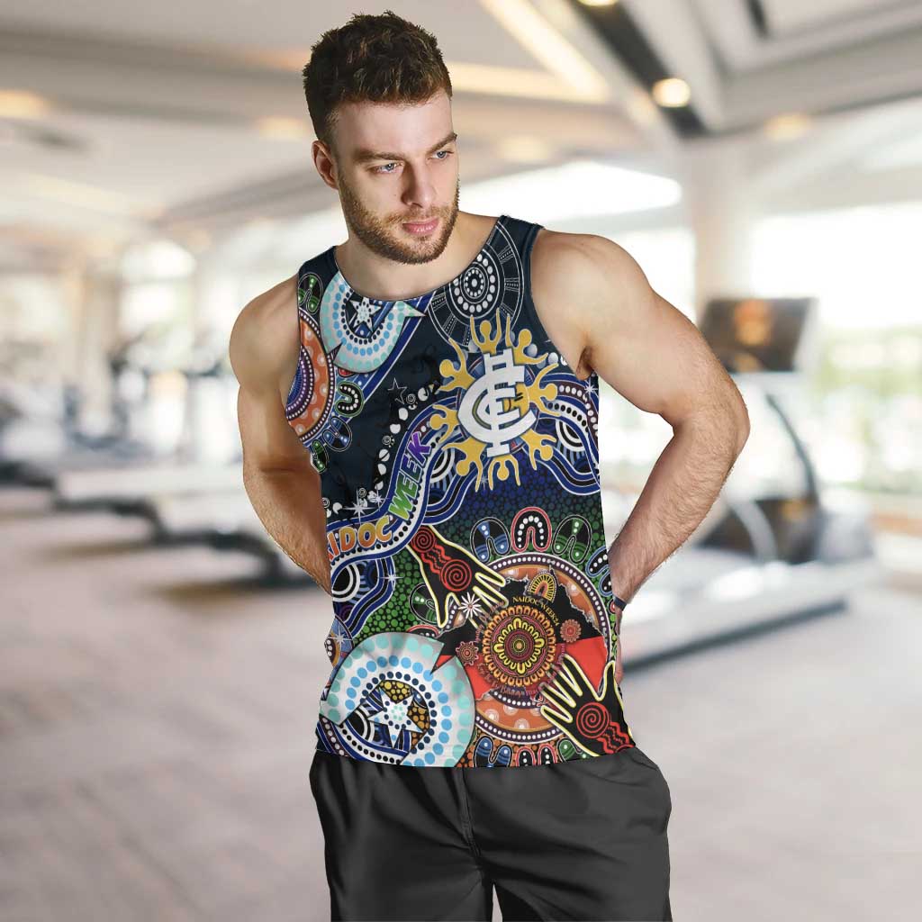 Custom NAIDOC Week 2024 Carlton Blues Men Tank Top Australia Aboriginal Dot Painting - Vibe Hoodie Shop