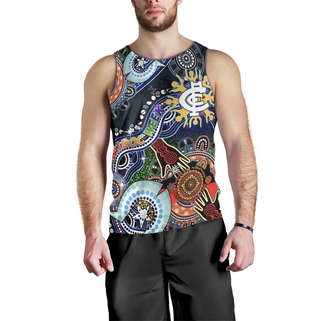 Custom NAIDOC Week 2024 Carlton Blues Men Tank Top Australia Aboriginal Dot Painting - Vibe Hoodie Shop
