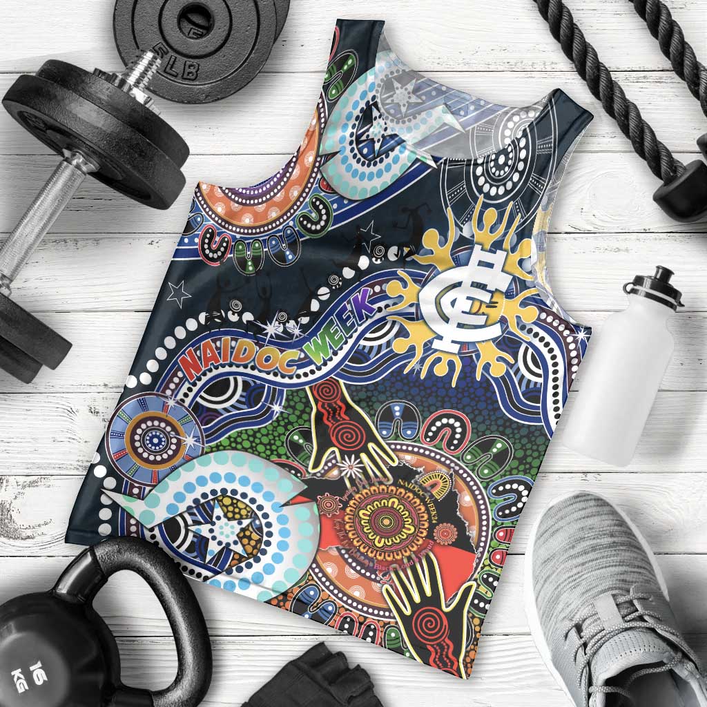 Custom NAIDOC Week 2024 Carlton Blues Men Tank Top Australia Aboriginal Dot Painting - Vibe Hoodie Shop