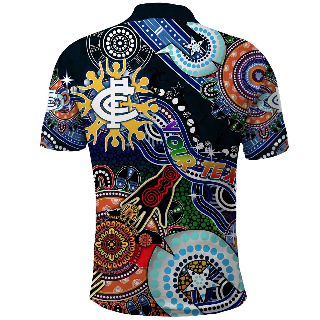 Custom NAIDOC Week 2024 Carlton Blues Polo Shirt Australia Aboriginal Dot Painting - Vibe Hoodie Shop