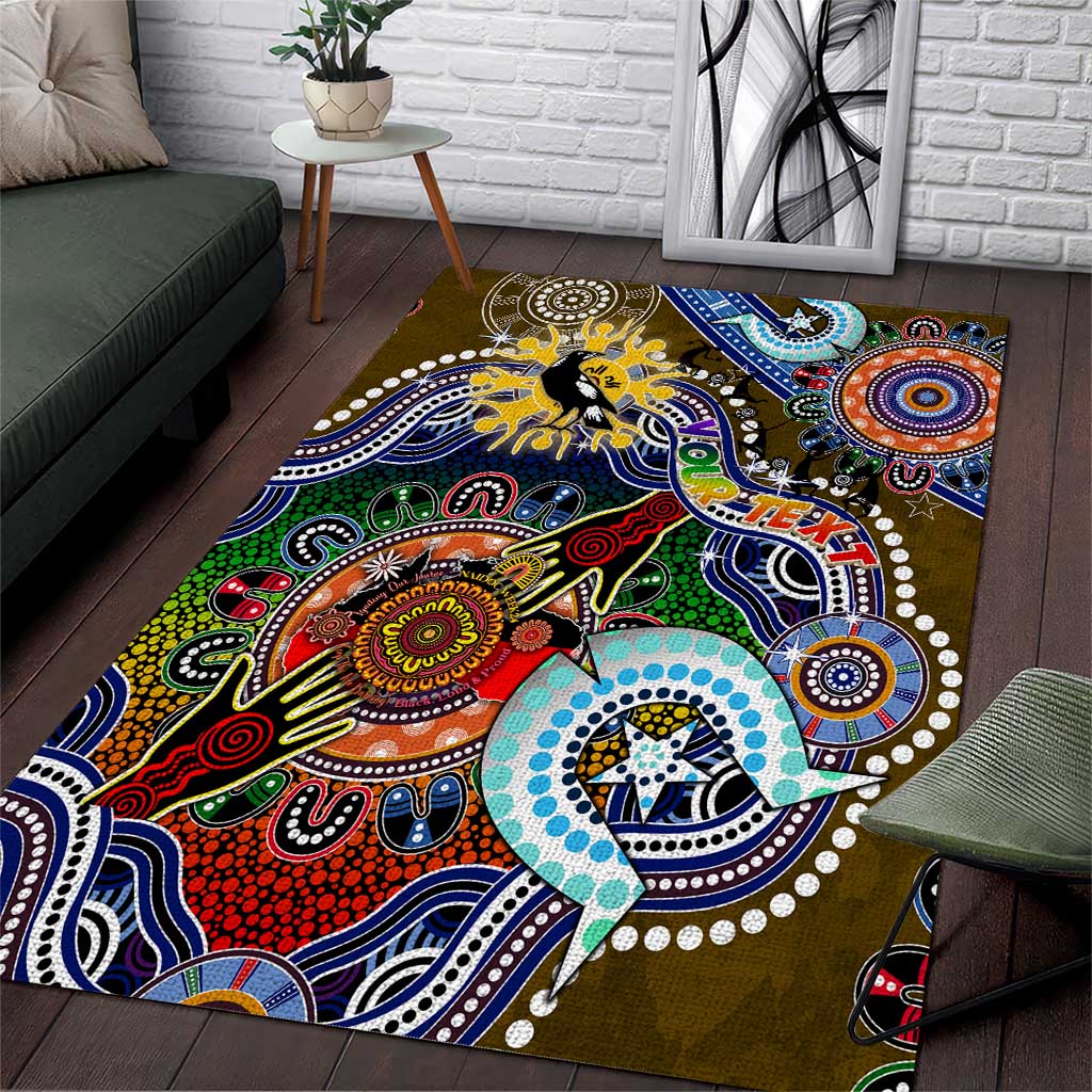 Custom NAIDOC Week 2024 Collingwood Magpies Area Rug Australia Aboriginal Dot Painting - Vibe Hoodie Shop