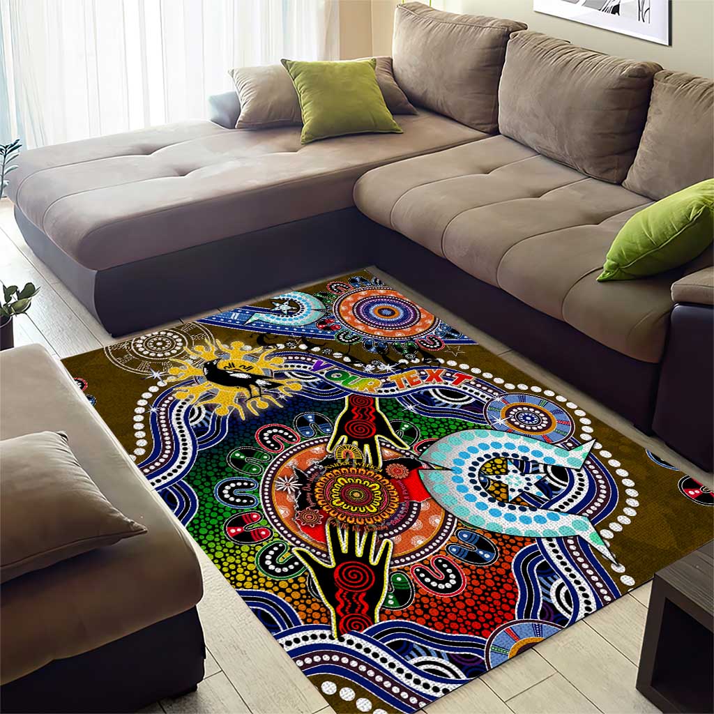 Custom NAIDOC Week 2024 Collingwood Magpies Area Rug Australia Aboriginal Dot Painting - Vibe Hoodie Shop