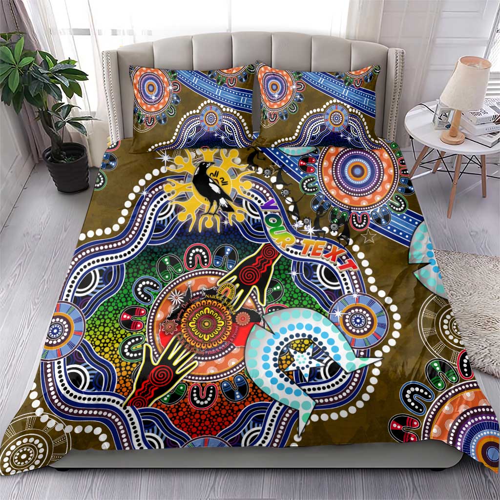 Custom NAIDOC Week 2024 Collingwood Magpies Bedding Set Australia Aboriginal Dot Painting - Vibe Hoodie Shop