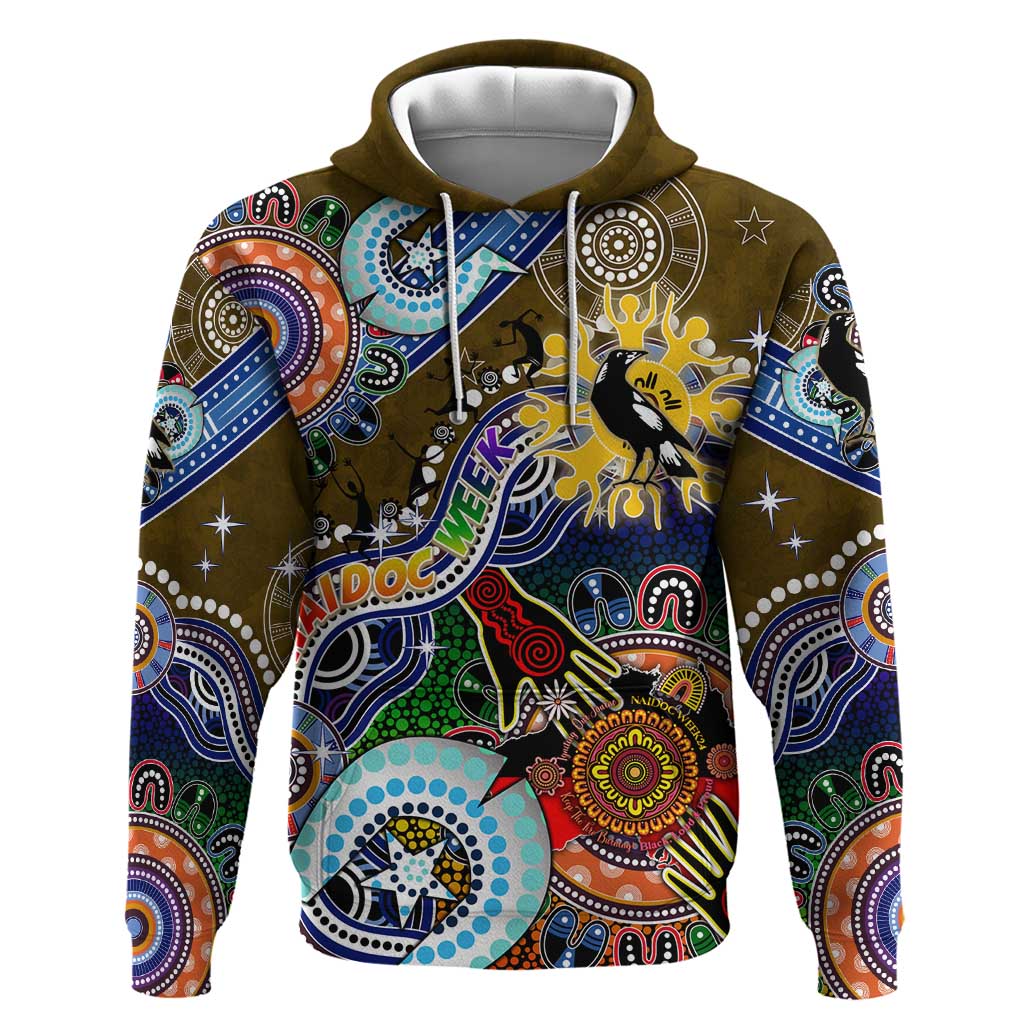 Custom NAIDOC Week 2024 Collingwood Magpies Hoodie Australia Aboriginal Dot Painting - Vibe Hoodie Shop