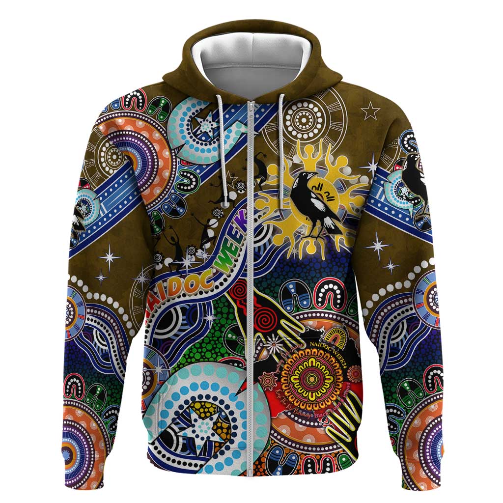 Custom NAIDOC Week 2024 Collingwood Magpies Hoodie Australia Aboriginal Dot Painting - Vibe Hoodie Shop