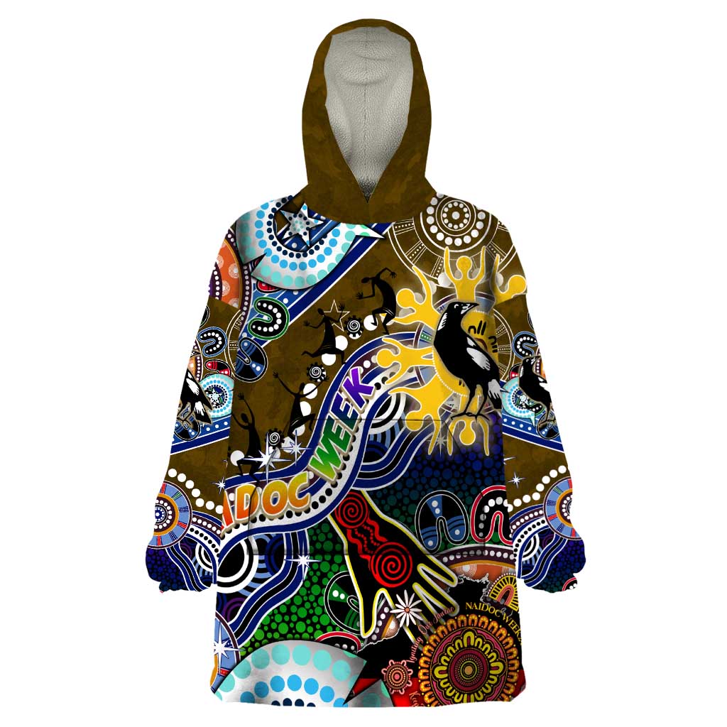 Custom NAIDOC Week 2024 Collingwood Magpies Wearable Blanket Hoodie Australia Aboriginal Dot Painting - Vibe Hoodie Shop