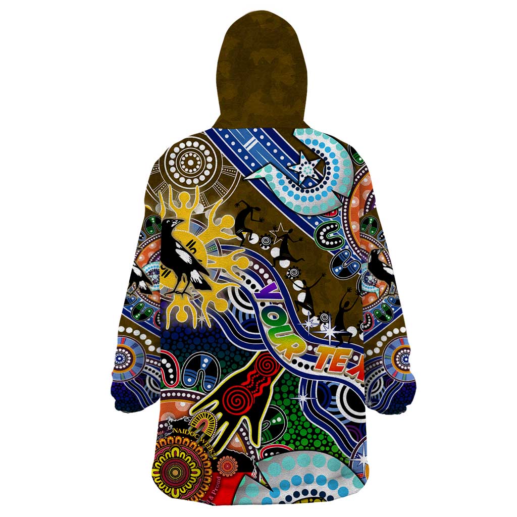 Custom NAIDOC Week 2024 Collingwood Magpies Wearable Blanket Hoodie Australia Aboriginal Dot Painting - Vibe Hoodie Shop