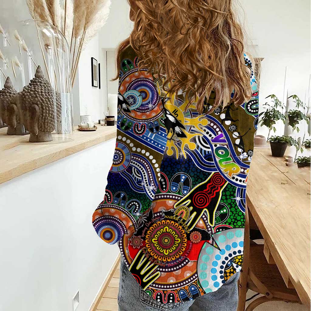 Custom NAIDOC Week 2024 Collingwood Magpies Women Casual Shirt Australia Aboriginal Dot Painting - Vibe Hoodie Shop