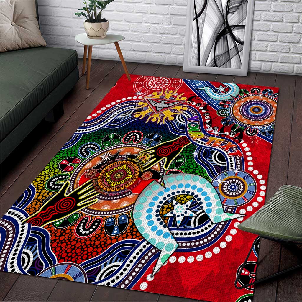 Custom NAIDOC Week 2024 Essendon Bombers Area Rug Australia Aboriginal Dot Painting - Vibe Hoodie Shop