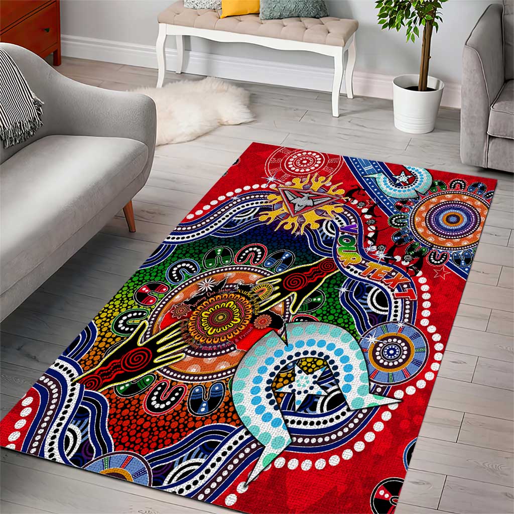 Custom NAIDOC Week 2024 Essendon Bombers Area Rug Australia Aboriginal Dot Painting - Vibe Hoodie Shop