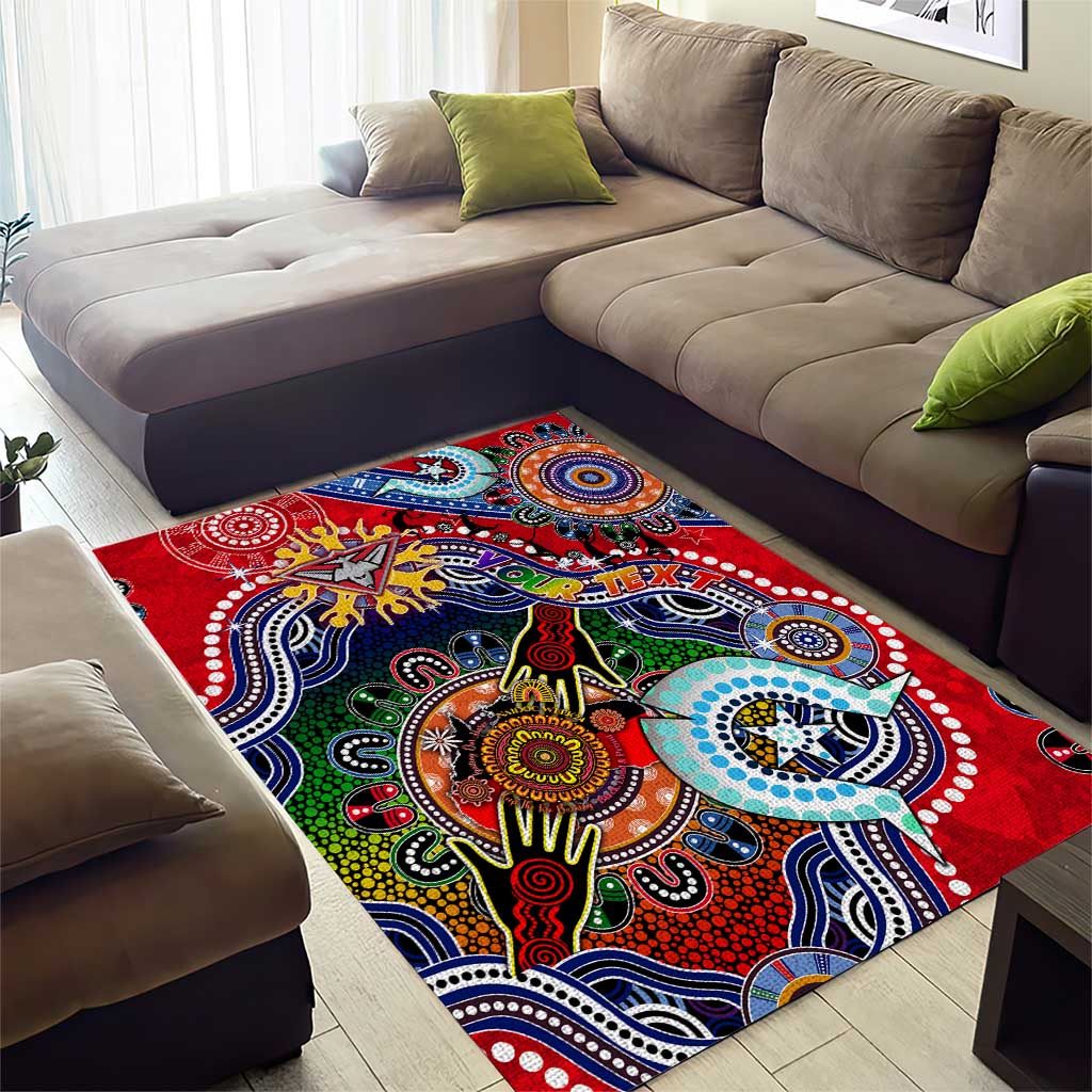 Custom NAIDOC Week 2024 Essendon Bombers Area Rug Australia Aboriginal Dot Painting - Vibe Hoodie Shop