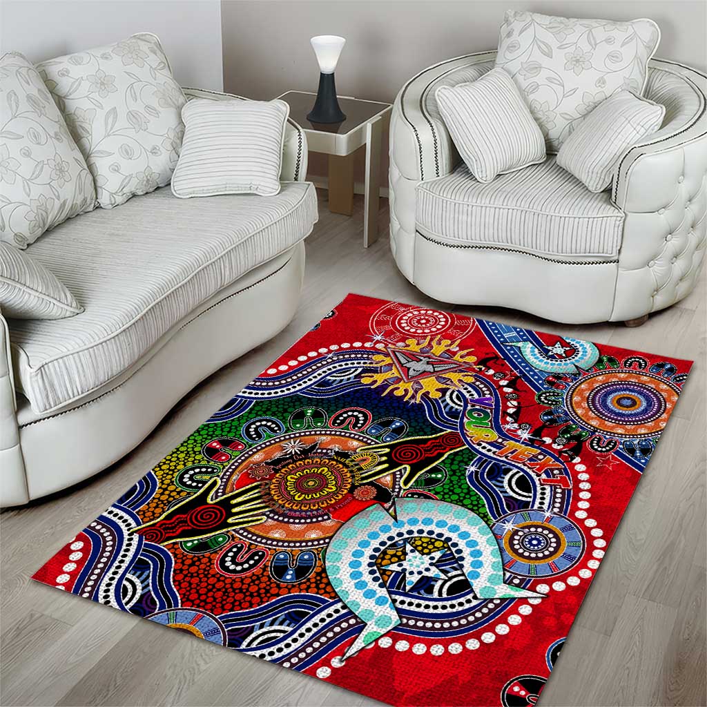 Custom NAIDOC Week 2024 Essendon Bombers Area Rug Australia Aboriginal Dot Painting - Vibe Hoodie Shop