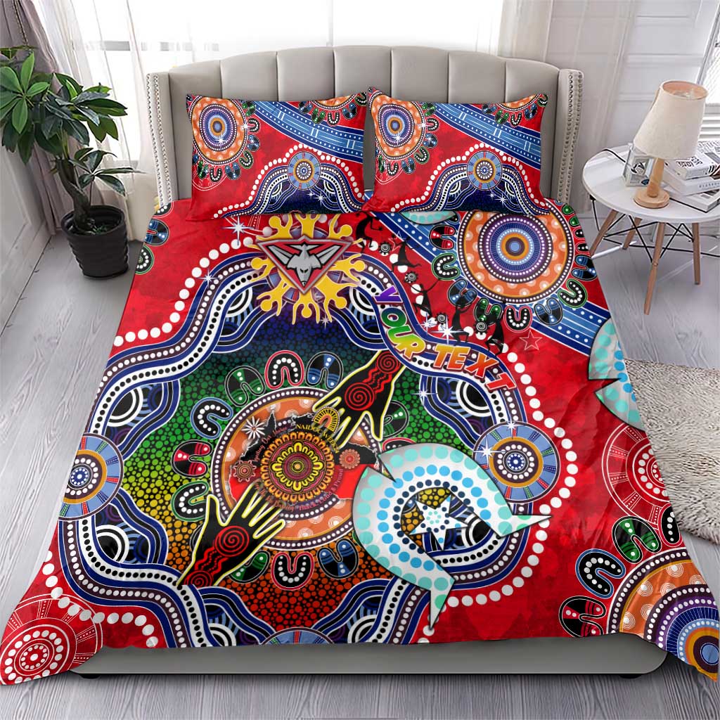 Custom NAIDOC Week 2024 Essendon Bombers Bedding Set Australia Aboriginal Dot Painting - Vibe Hoodie Shop