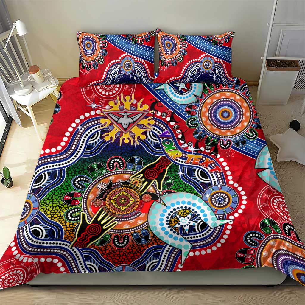 Custom NAIDOC Week 2024 Essendon Bombers Bedding Set Australia Aboriginal Dot Painting - Vibe Hoodie Shop