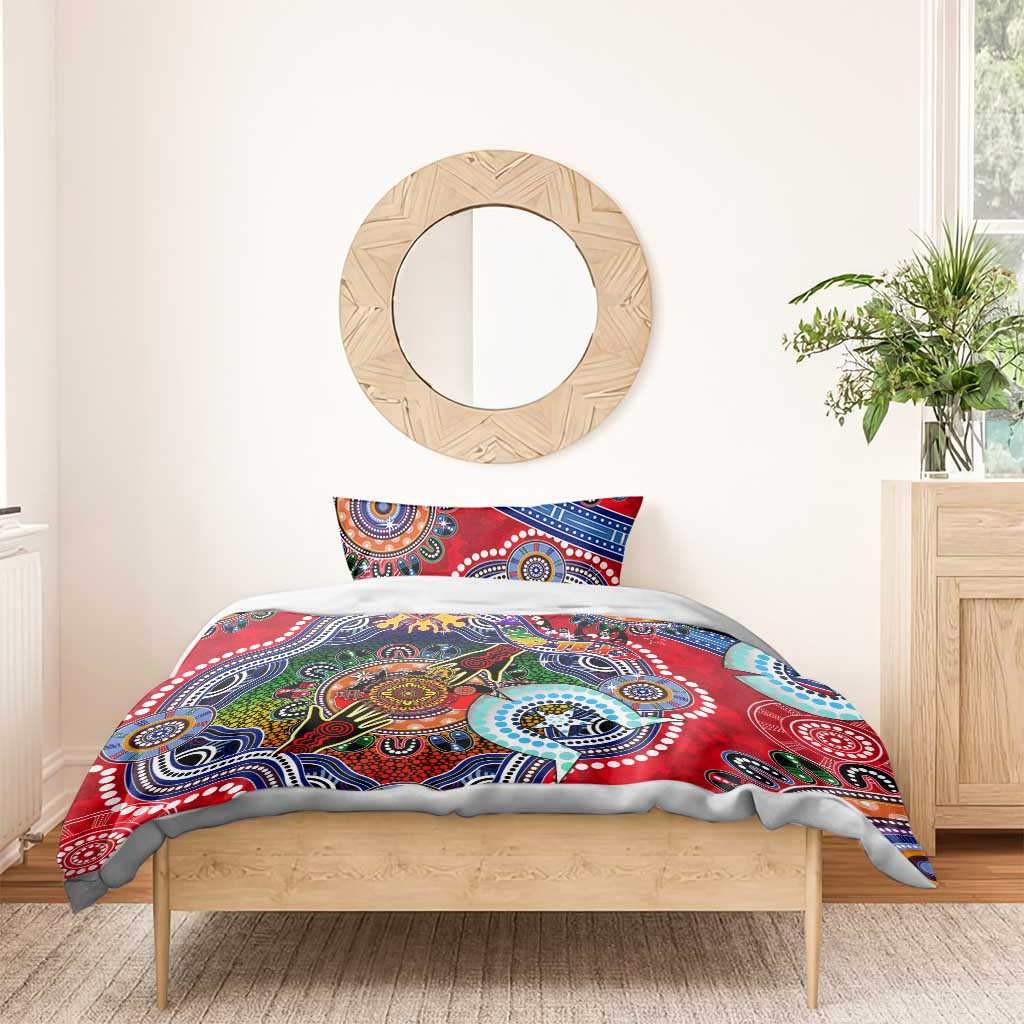 Custom NAIDOC Week 2024 Essendon Bombers Bedding Set Australia Aboriginal Dot Painting - Vibe Hoodie Shop