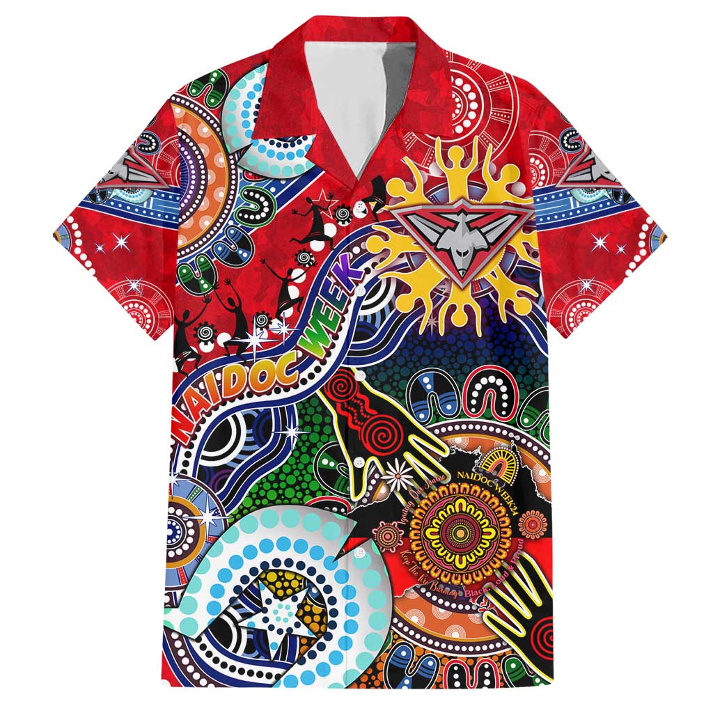 Custom NAIDOC Week 2024 Essendon Bombers Hawaiian Shirt Australia Aboriginal Dot Painting - Vibe Hoodie Shop