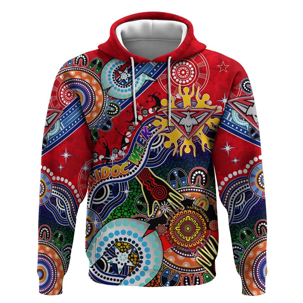 Custom NAIDOC Week 2024 Essendon Bombers Hoodie Australia Aboriginal Dot Painting - Vibe Hoodie Shop