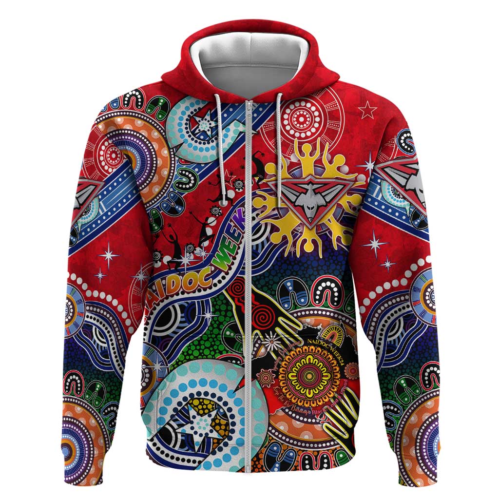 Custom NAIDOC Week 2024 Essendon Bombers Hoodie Australia Aboriginal Dot Painting - Vibe Hoodie Shop