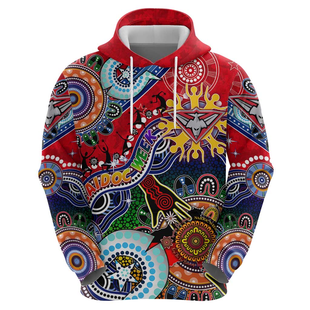 Custom NAIDOC Week 2024 Essendon Bombers Hoodie Australia Aboriginal Dot Painting - Vibe Hoodie Shop