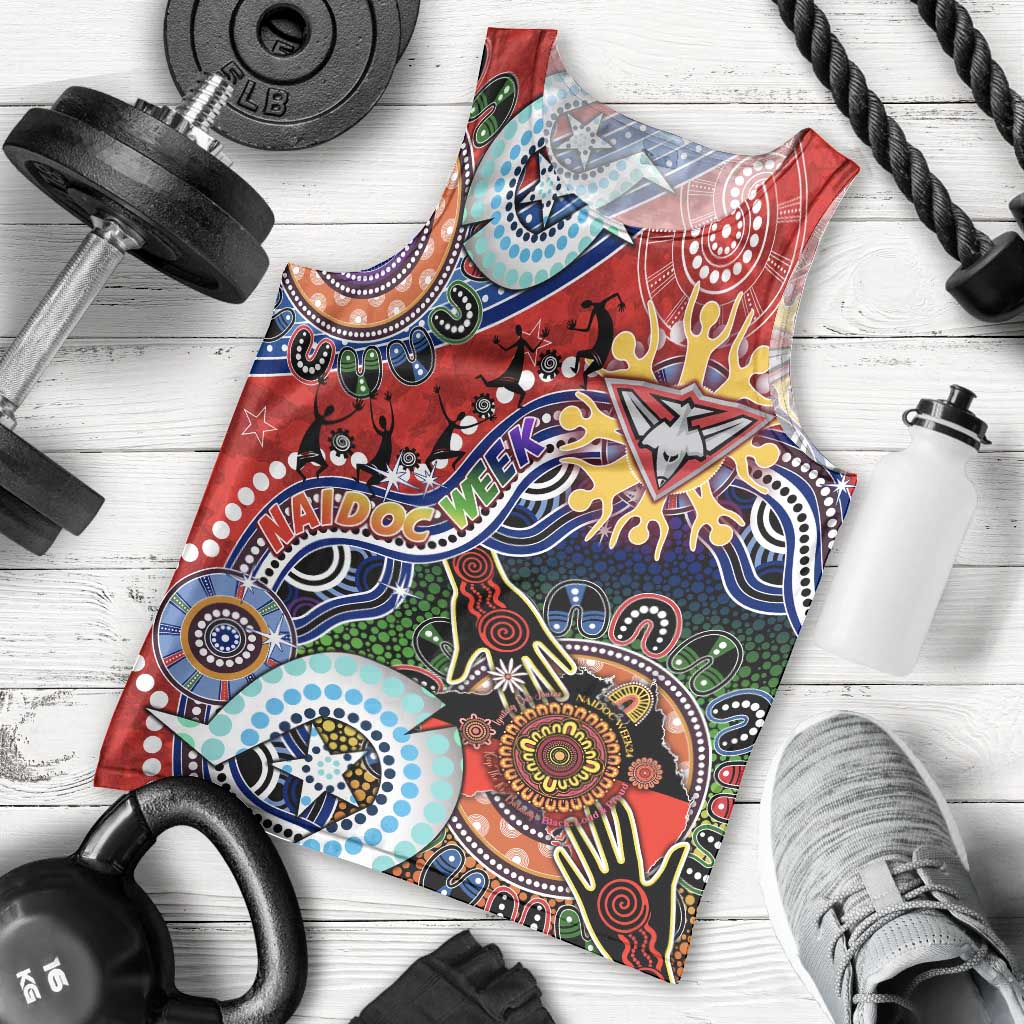 Custom NAIDOC Week 2024 Essendon Bombers Men Tank Top Australia Aboriginal Dot Painting - Vibe Hoodie Shop