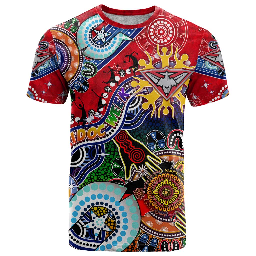 Custom NAIDOC Week 2024 Essendon Bombers T Shirt Australia Aboriginal Dot Painting - Vibe Hoodie Shop