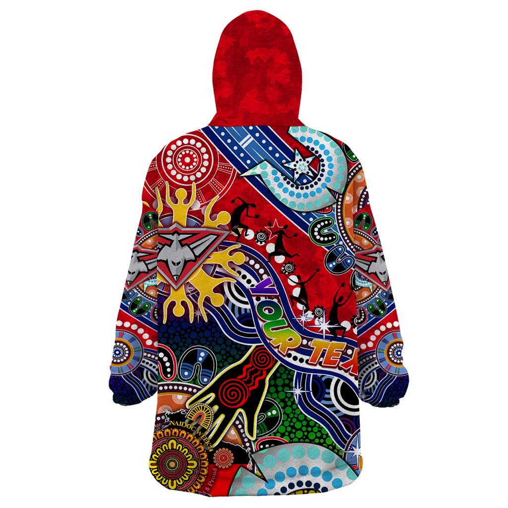 Custom NAIDOC Week 2024 Essendon Bombers Wearable Blanket Hoodie Australia Aboriginal Dot Painting - Vibe Hoodie Shop