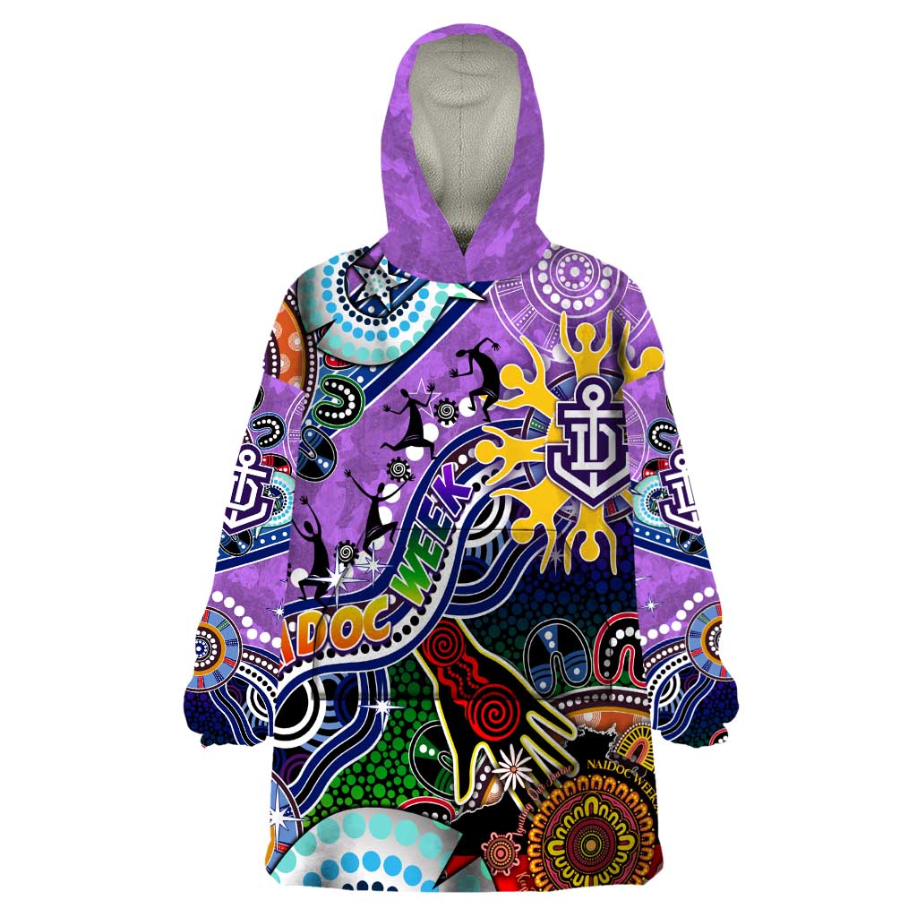 Custom NAIDOC Week 2024 Fremantle Dockers Freo Wearable Blanket Hoodie Australia Aboriginal Dot Painting - Vibe Hoodie Shop