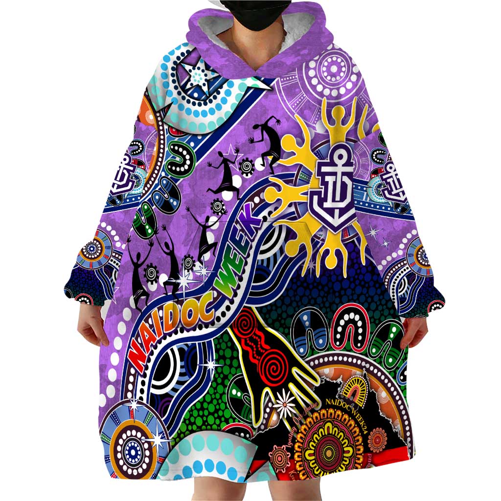 Custom NAIDOC Week 2024 Fremantle Dockers Freo Wearable Blanket Hoodie Australia Aboriginal Dot Painting - Vibe Hoodie Shop