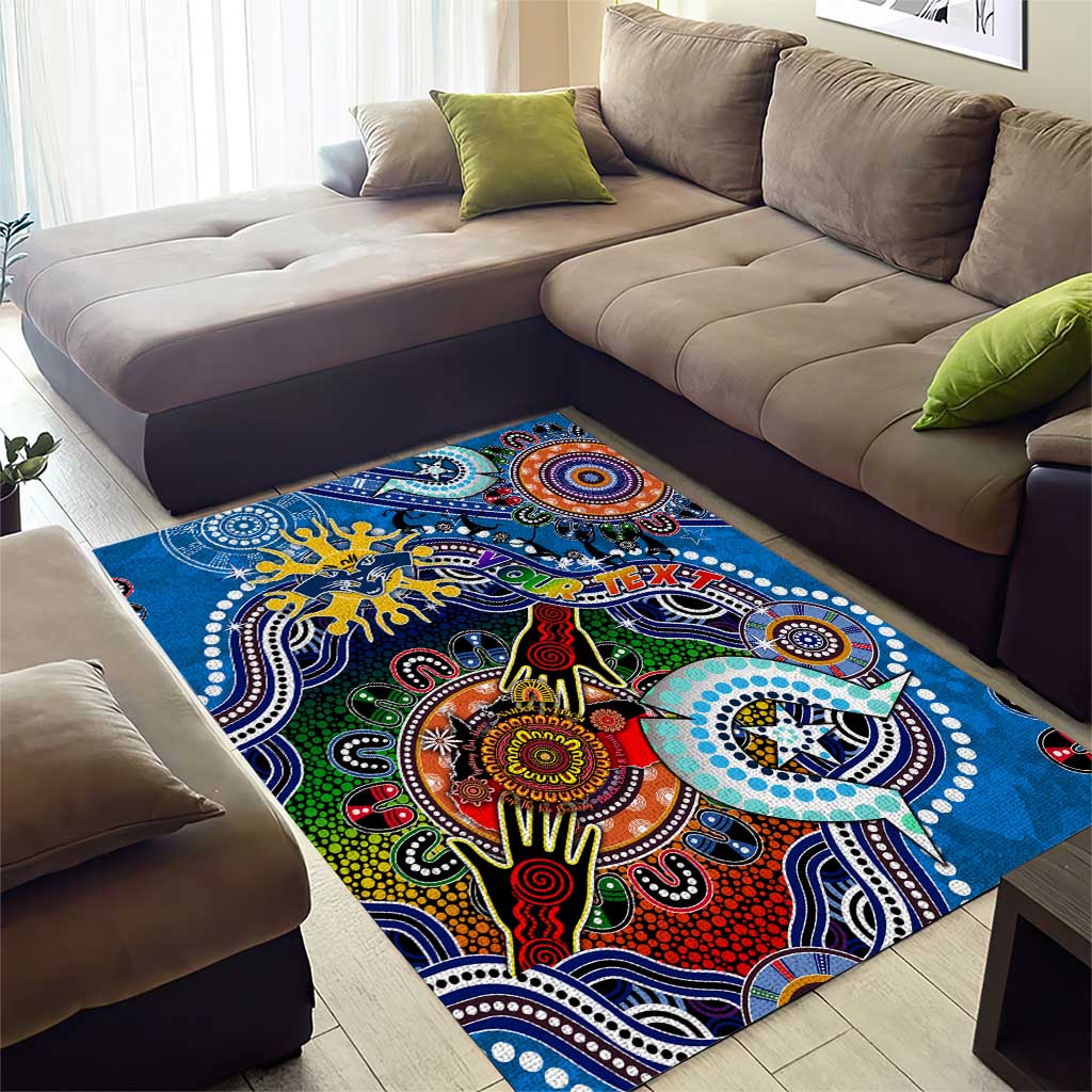 Custom NAIDOC Week 2024 Geelong Cats Area Rug Australia Aboriginal Dot Painting - Vibe Hoodie Shop