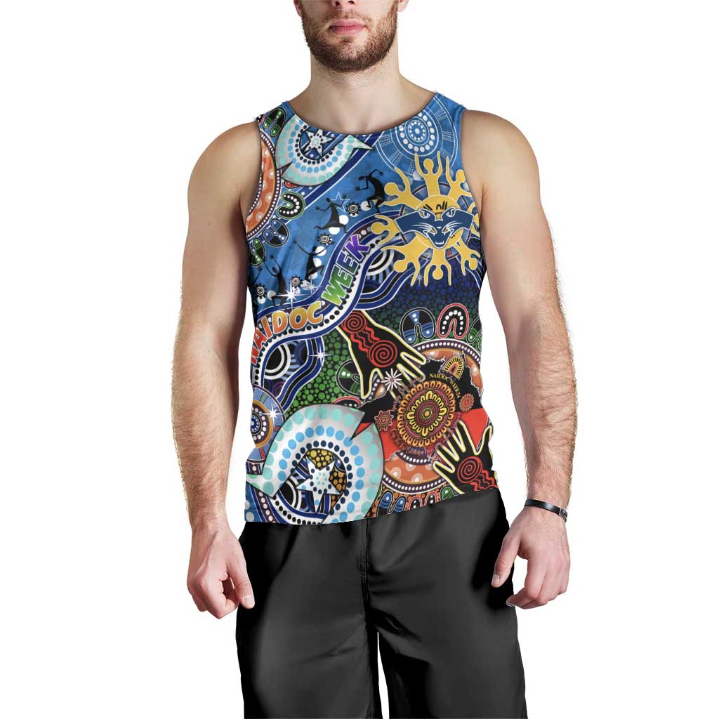 Custom NAIDOC Week 2024 Geelong Cats Men Tank Top Australia Aboriginal Dot Painting - Vibe Hoodie Shop