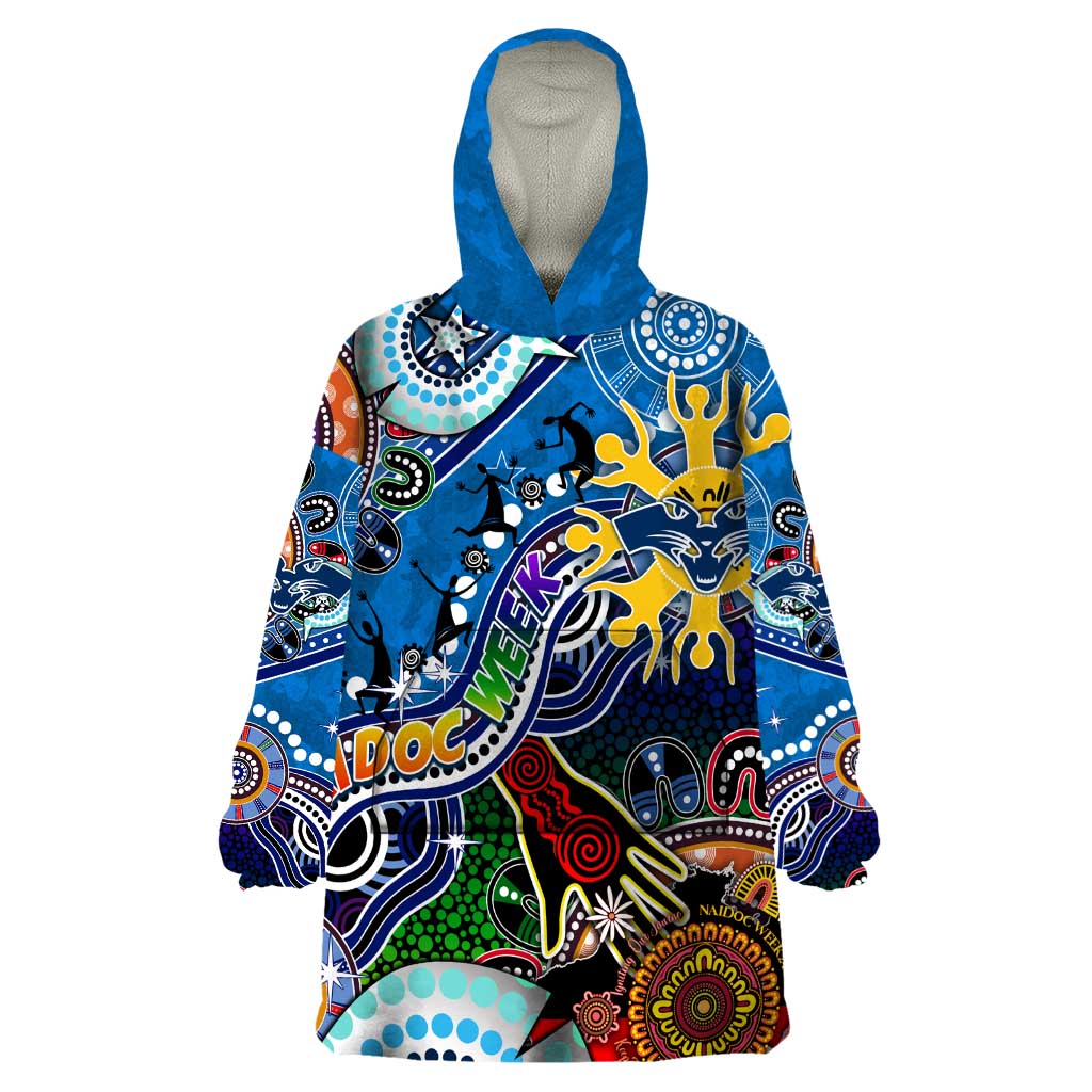 Custom NAIDOC Week 2024 Geelong Cats Wearable Blanket Hoodie Australia Aboriginal Dot Painting - Vibe Hoodie Shop