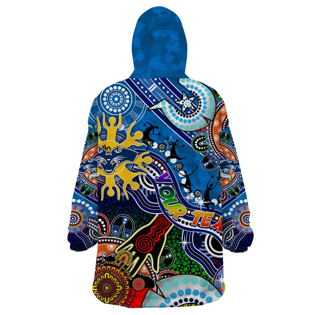 Custom NAIDOC Week 2024 Geelong Cats Wearable Blanket Hoodie Australia Aboriginal Dot Painting - Vibe Hoodie Shop