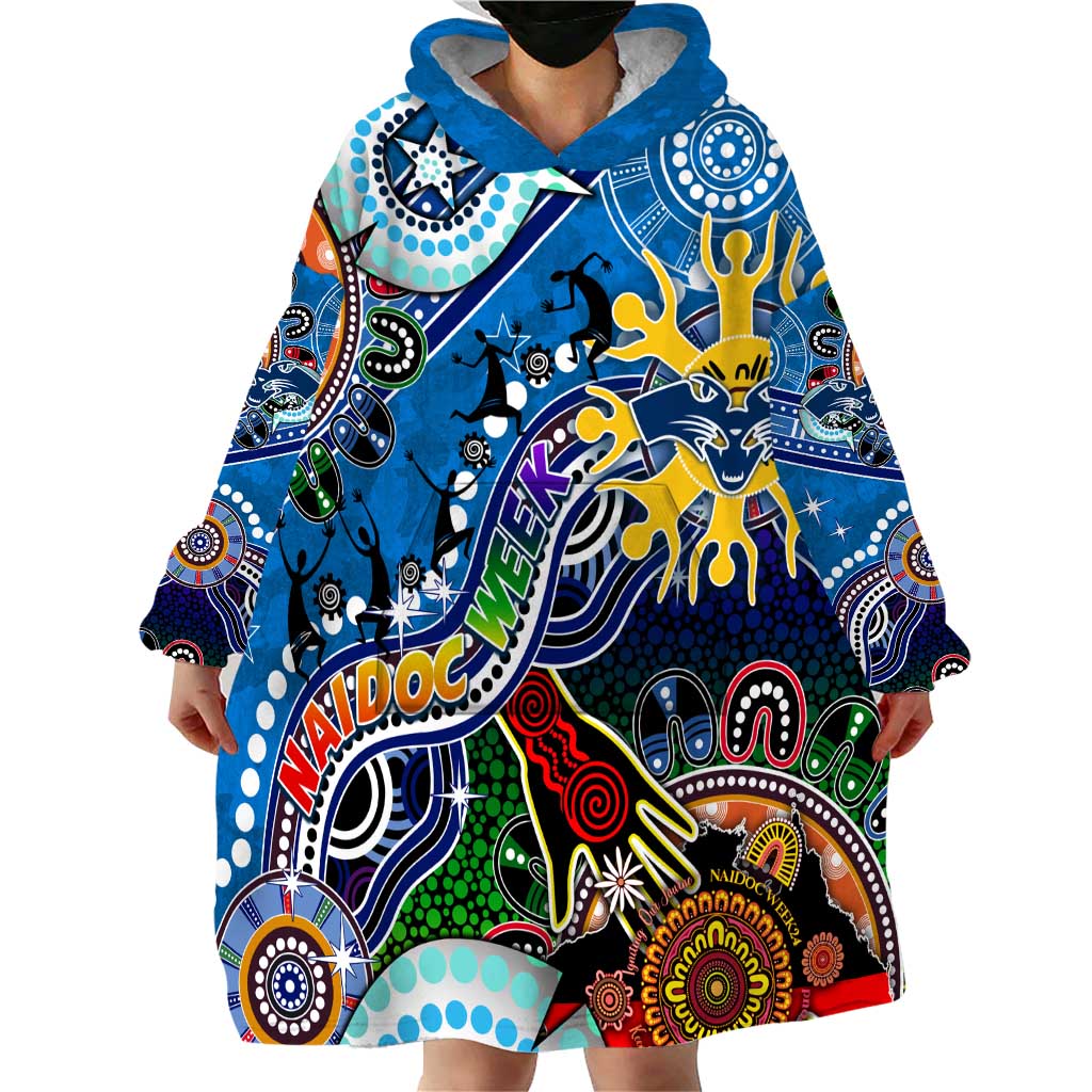 Custom NAIDOC Week 2024 Geelong Cats Wearable Blanket Hoodie Australia Aboriginal Dot Painting - Vibe Hoodie Shop