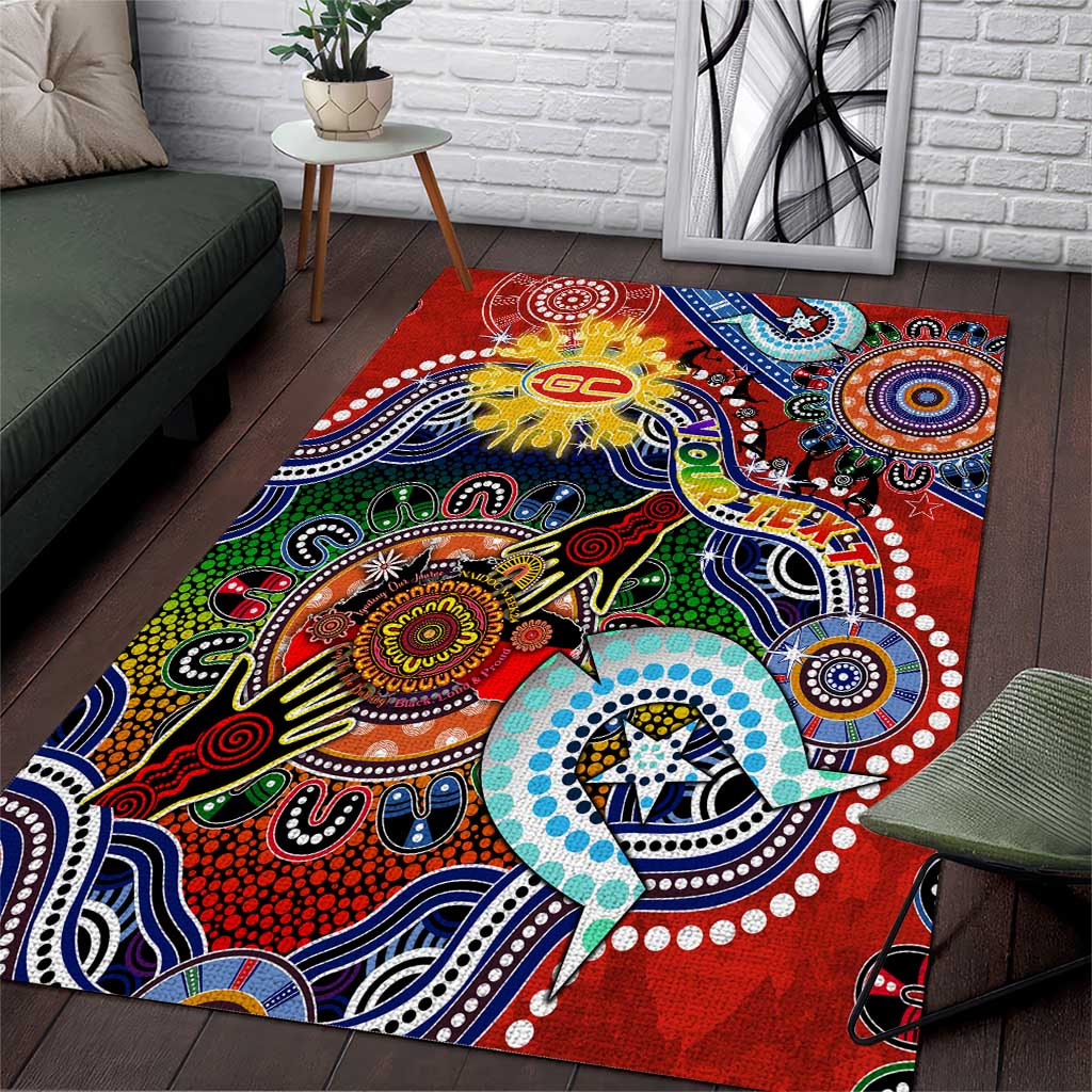 Custom NAIDOC Week 2024 Gold Coast Suns Area Rug Australia Aboriginal Dot Painting - Vibe Hoodie Shop