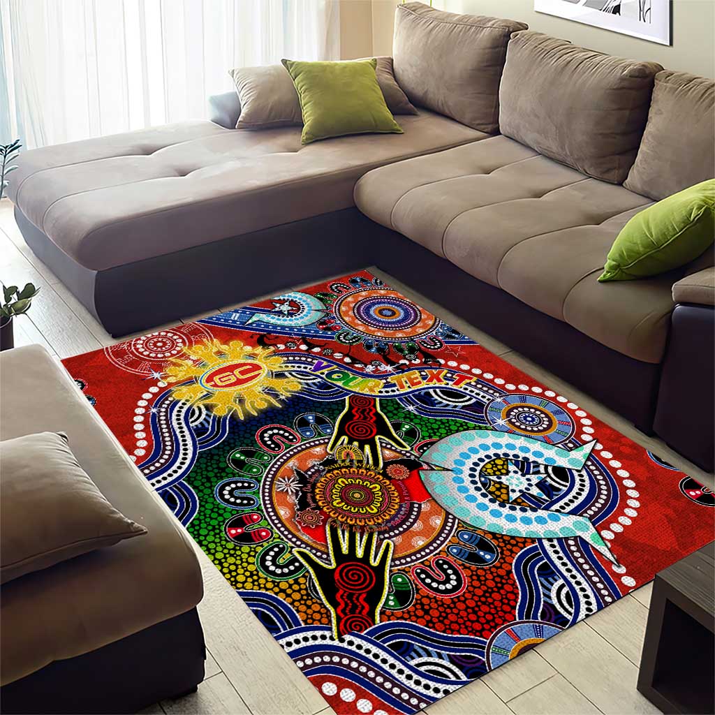 Custom NAIDOC Week 2024 Gold Coast Suns Area Rug Australia Aboriginal Dot Painting - Vibe Hoodie Shop