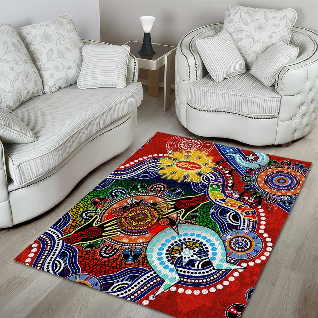 Custom NAIDOC Week 2024 Gold Coast Suns Area Rug Australia Aboriginal Dot Painting - Vibe Hoodie Shop