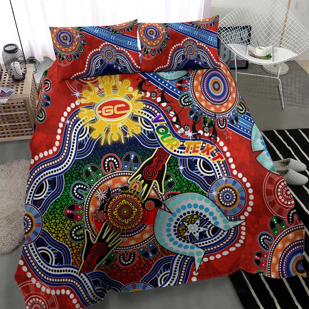 Custom NAIDOC Week 2024 Gold Coast Suns Bedding Set Australia Aboriginal Dot Painting - Vibe Hoodie Shop