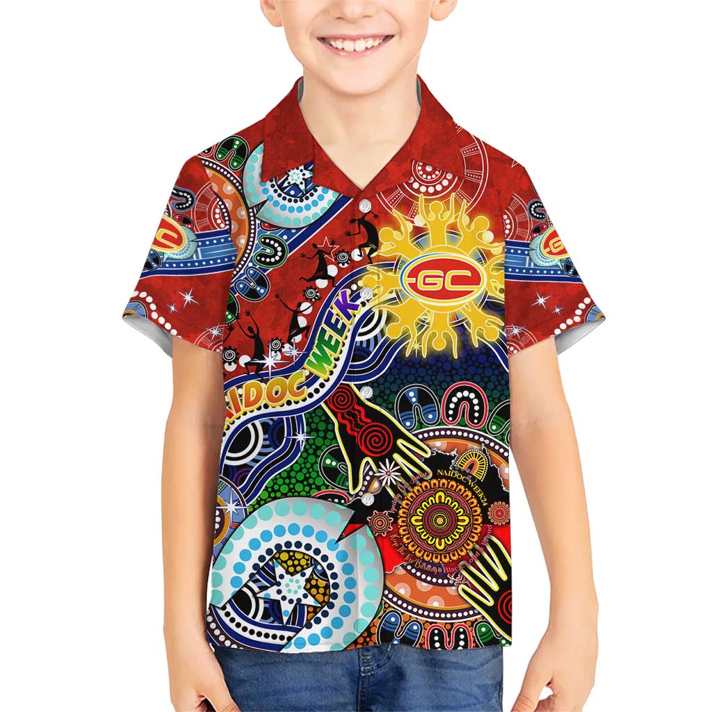 Custom NAIDOC Week 2024 Gold Coast Suns Hawaiian Shirt Australia Aboriginal Dot Painting - Vibe Hoodie Shop