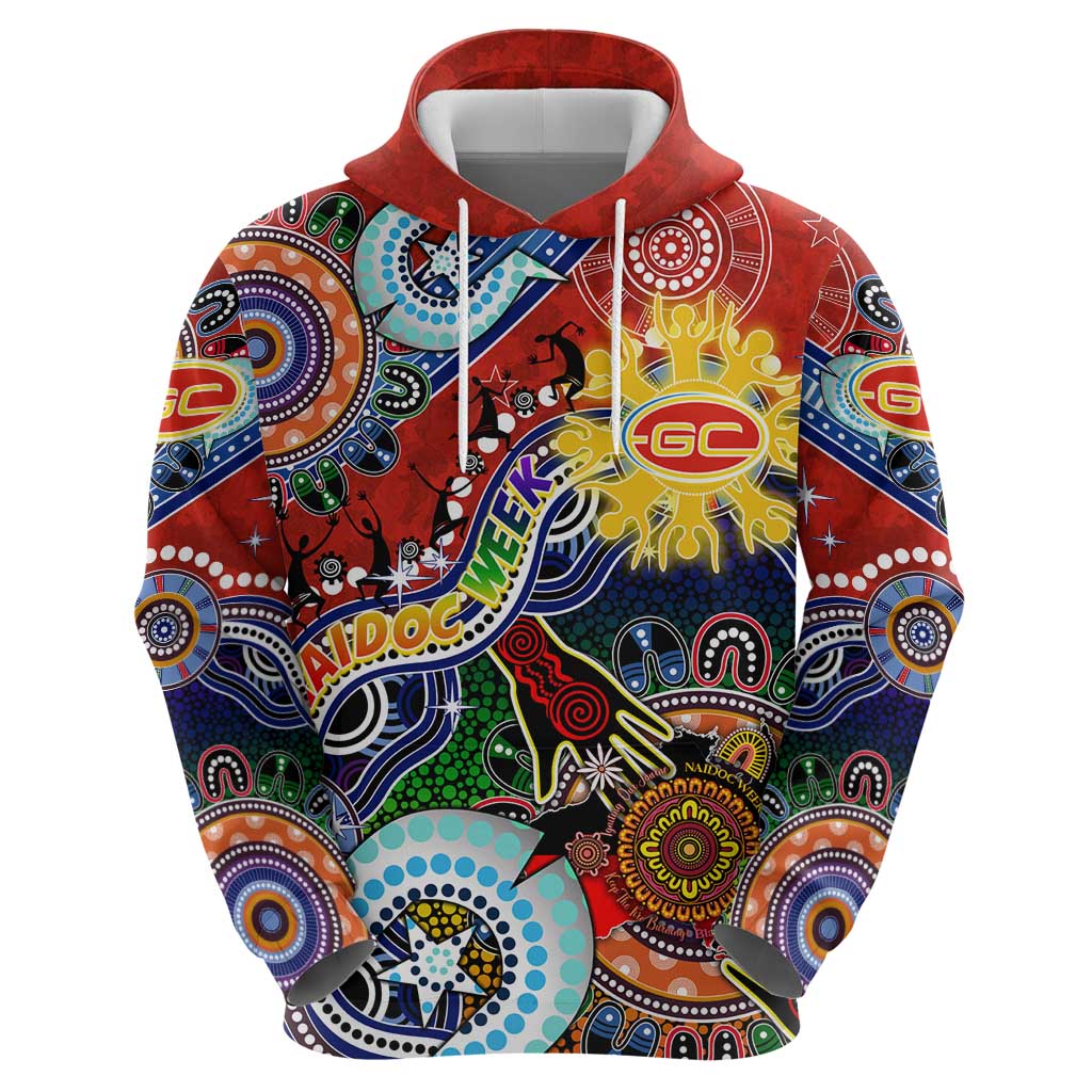 Custom NAIDOC Week 2024 Gold Coast Suns Hoodie Australia Aboriginal Dot Painting - Vibe Hoodie Shop