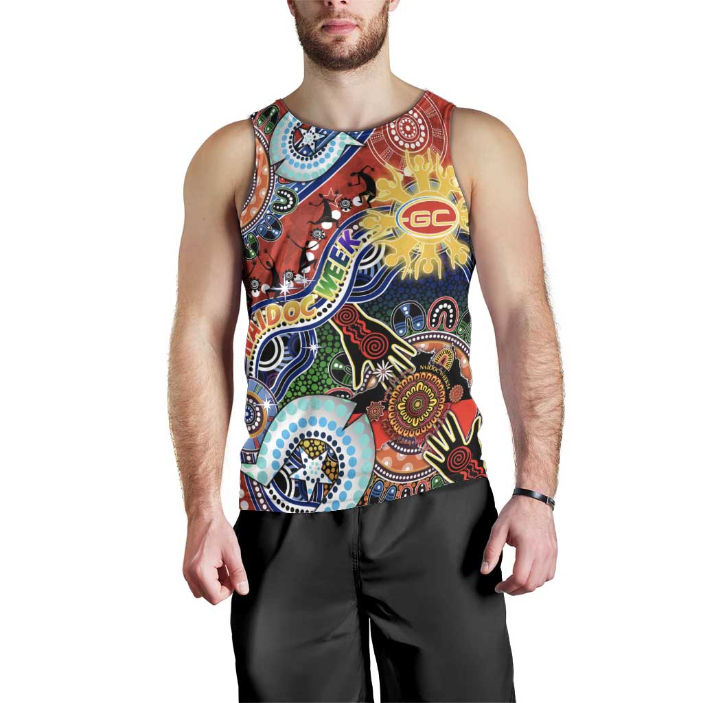 Custom NAIDOC Week 2024 Gold Coast Suns Men Tank Top Australia Aboriginal Dot Painting - Vibe Hoodie Shop