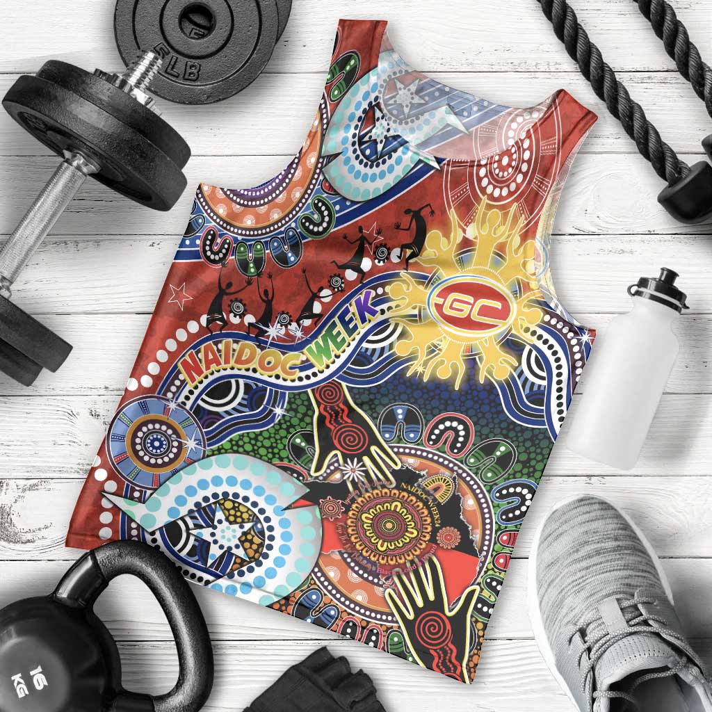 Custom NAIDOC Week 2024 Gold Coast Suns Men Tank Top Australia Aboriginal Dot Painting - Vibe Hoodie Shop