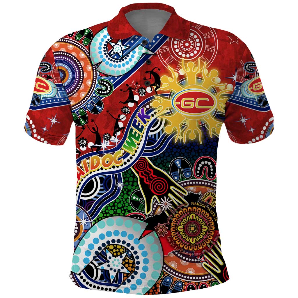 Custom NAIDOC Week 2024 Gold Coast Suns Polo Shirt Australia Aboriginal Dot Painting - Vibe Hoodie Shop
